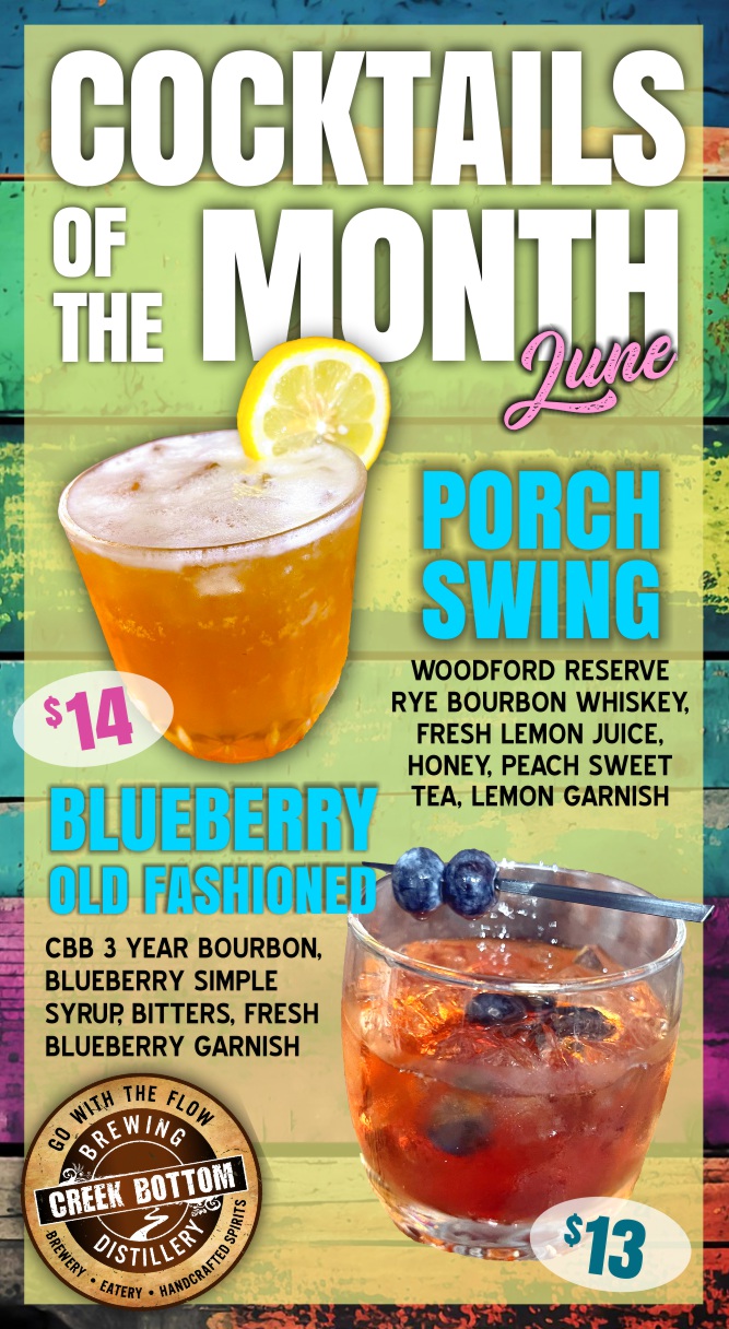 June Cocktails of the Month – Porch Swing & Blueberry Old Fashioned!