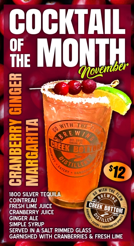 November Cocktail of the Month – Cranberry Ginger Margarita!