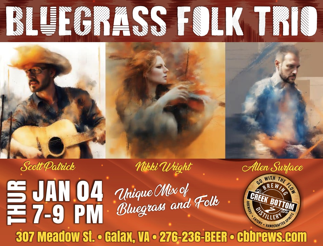 Bluegrass Folk Trio Live Creek Bottom Brewing