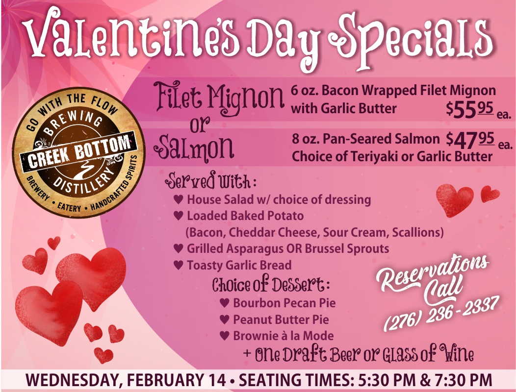 Valentine S Day Dinner 2024 Creek Bottom Brewing   Valentines Day Specials 2024 2 