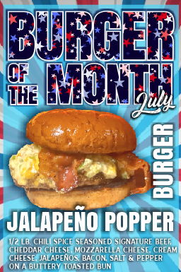 July Burger of the Month – The Jalapeno Popper Burger!