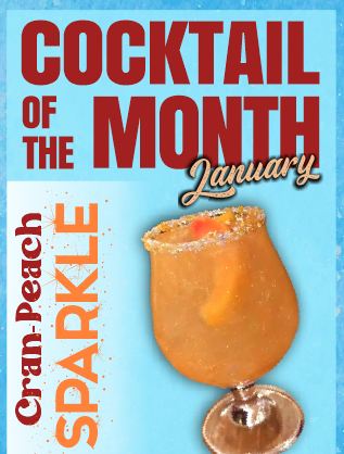 January Cocktail of the Month – Cran-Peach Sparkle!